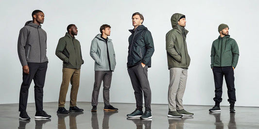 Men wearing jackets from the best men's outdoor clothing brands.