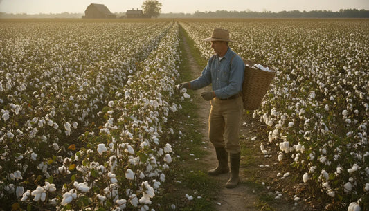 North Carolina cotton farmer in a field for responsibly made cotton apparel