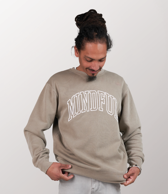 Mindful Arch Premium Crewneck - Washed Cement