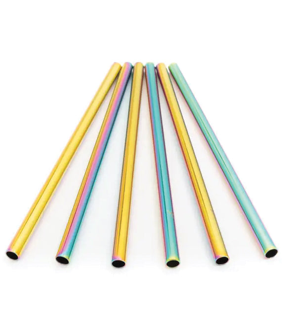 Steel Cocktail Drinking Straws - 6 pack