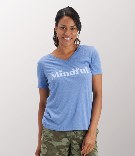 Women's Mindful Heart V-Neck - Small - Large